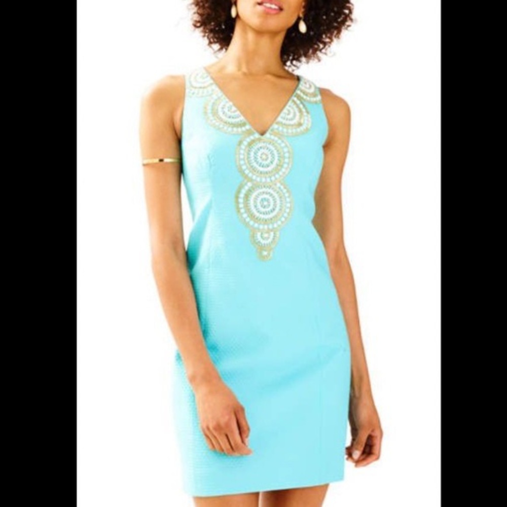 NWT Lilly Pulitzer Gabby Serene Blue Shift Dress Size 12 Tiffany blue